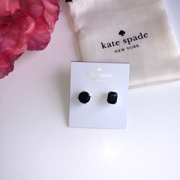 Kate Spade Black Mismatched Faceted Stud Earrings - Picture 2 of 7